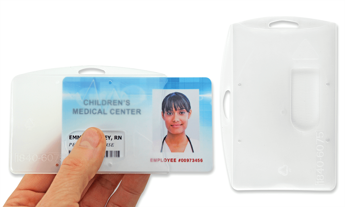 Porta-cartão semirrígido para um cartão com ranhura para o polegar – Translúcido