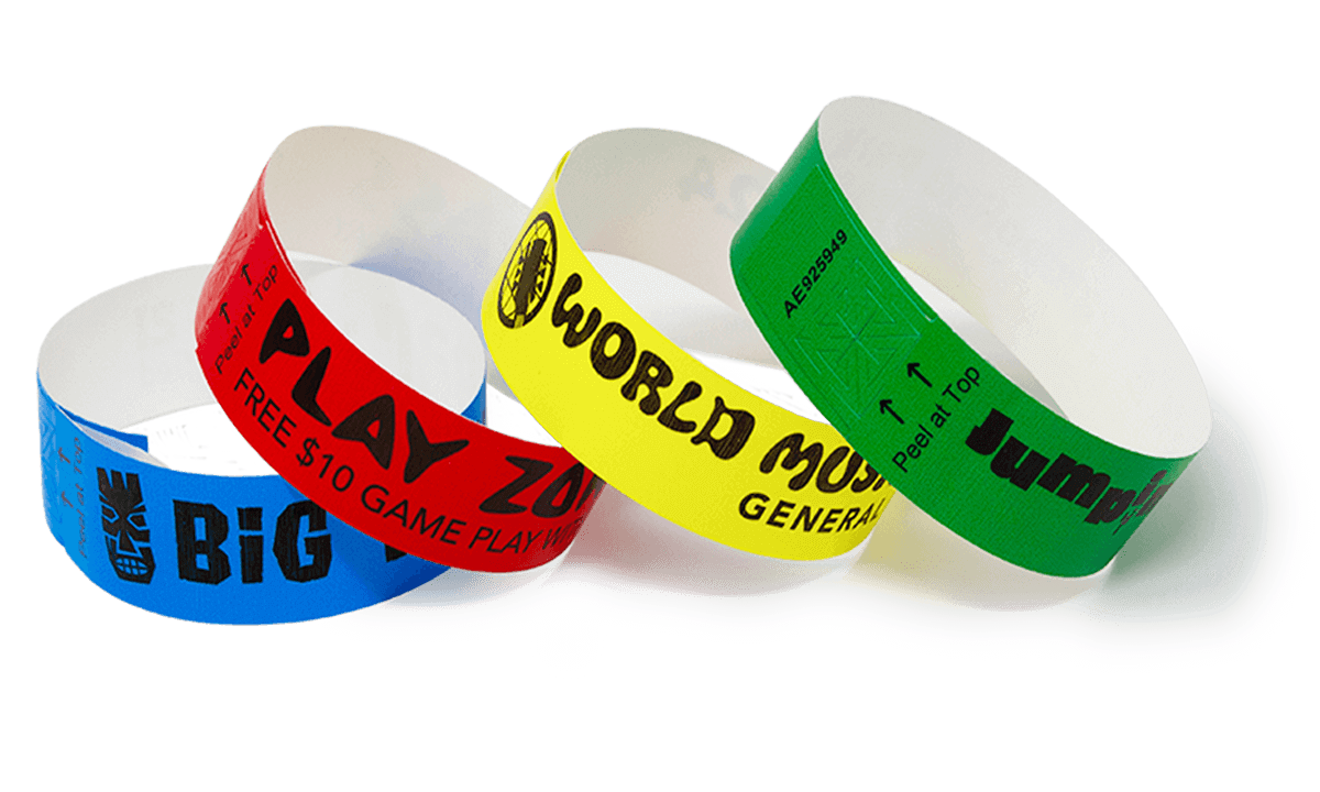 Pulseiras SecurBand 22 mm com impressão a preto e fecho adesivo