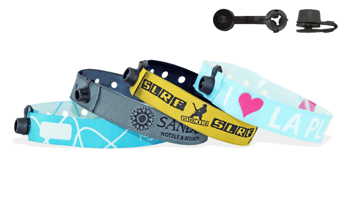 Pulseiras tecidas com fecho de clip redondo em plástico, Nice