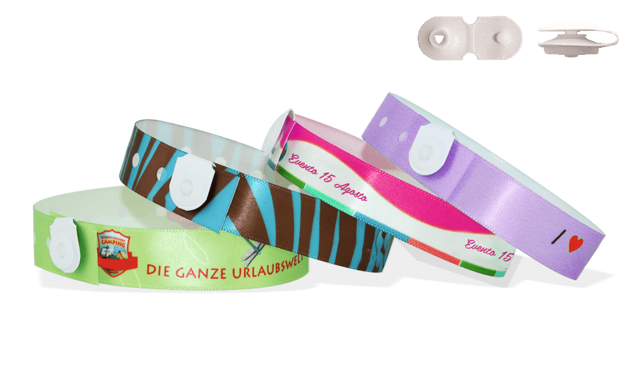 Pulseiras de cetim com fecho de mola em vinil, St Tropez
